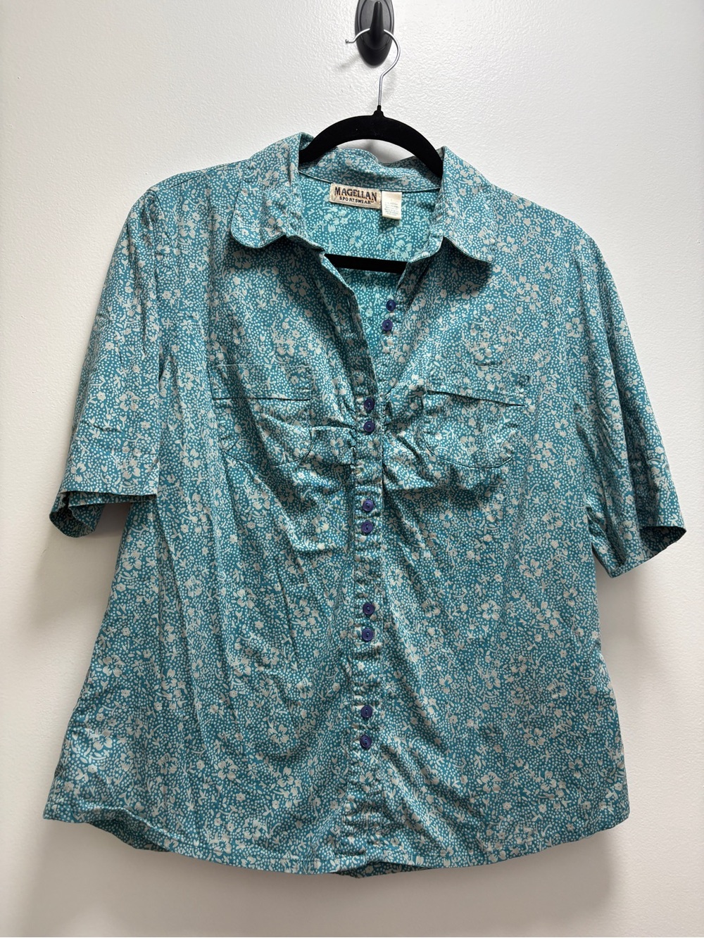 Vintage Magellan Outdoors Teal Floral Button-Front Women's Shirt